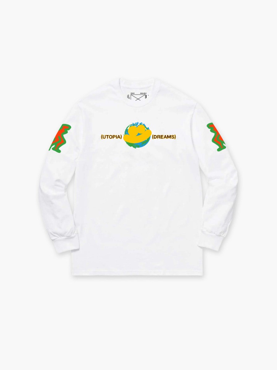 Clothing Space Available Studio | Upcycled White Long Sleeve T-Shirt | Utopia Dreams Series